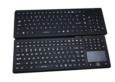 124 Keys Ruggedized Black Light Up Keyboard Cleanable With Red Light / FN24