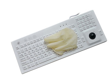 Black / White Waterproof Computer Keyboard With Rollerball Mouse USB Interface