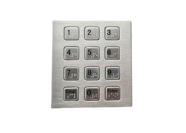 USB Braille Symbol Metal Keypad Panel Mount With 4 x 3 Keys / Metal Dots