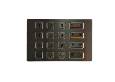 RS485 Kiosk Stainless Steel Keypad , 16 Button Bank Atm Keypad Flat Personalized Layout